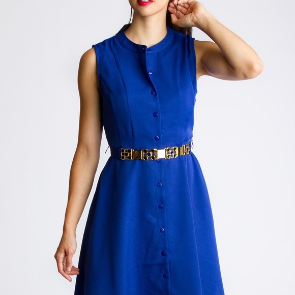 Sleeveless Blue Dress - Picture 2 of 3